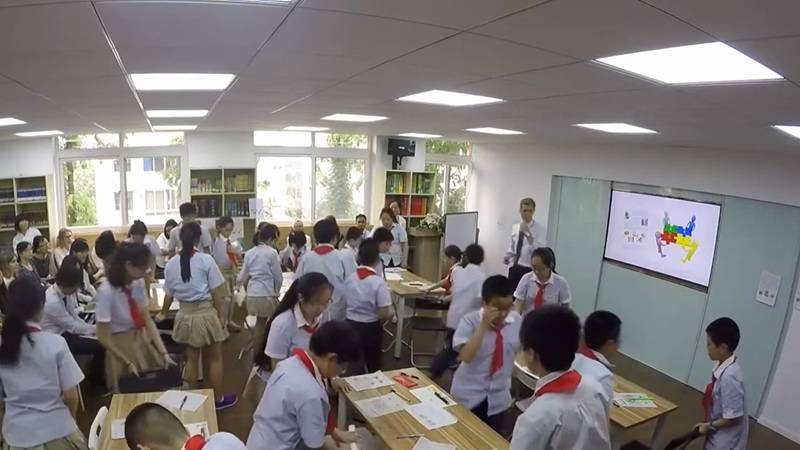 Still from a real ESL class doing a jigsaw reading activity
